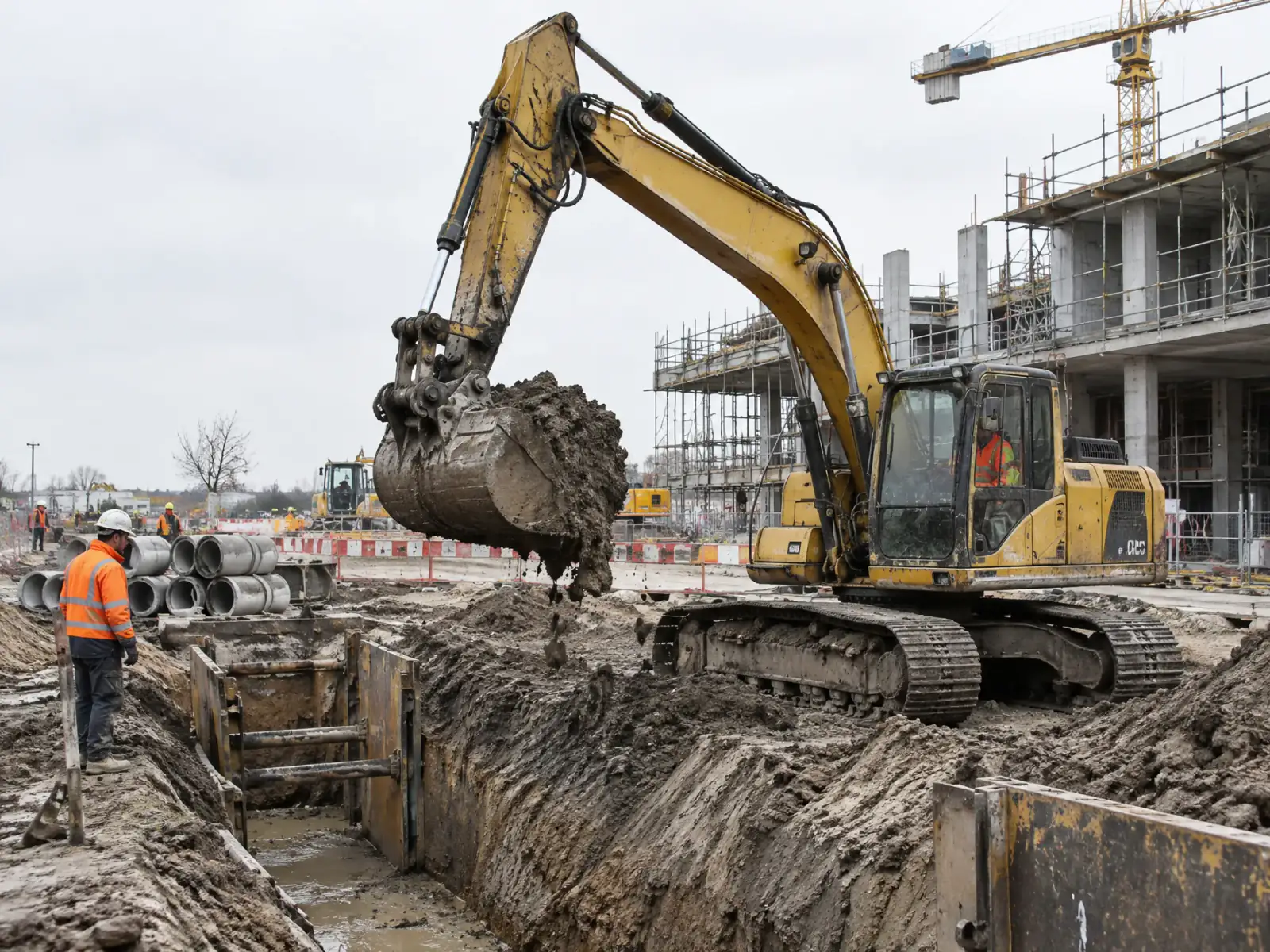 Graafmachine op de bouwplaats