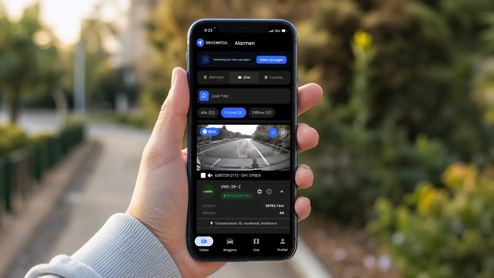 Reviewing dashcam footage in the Drivewatch phone app
