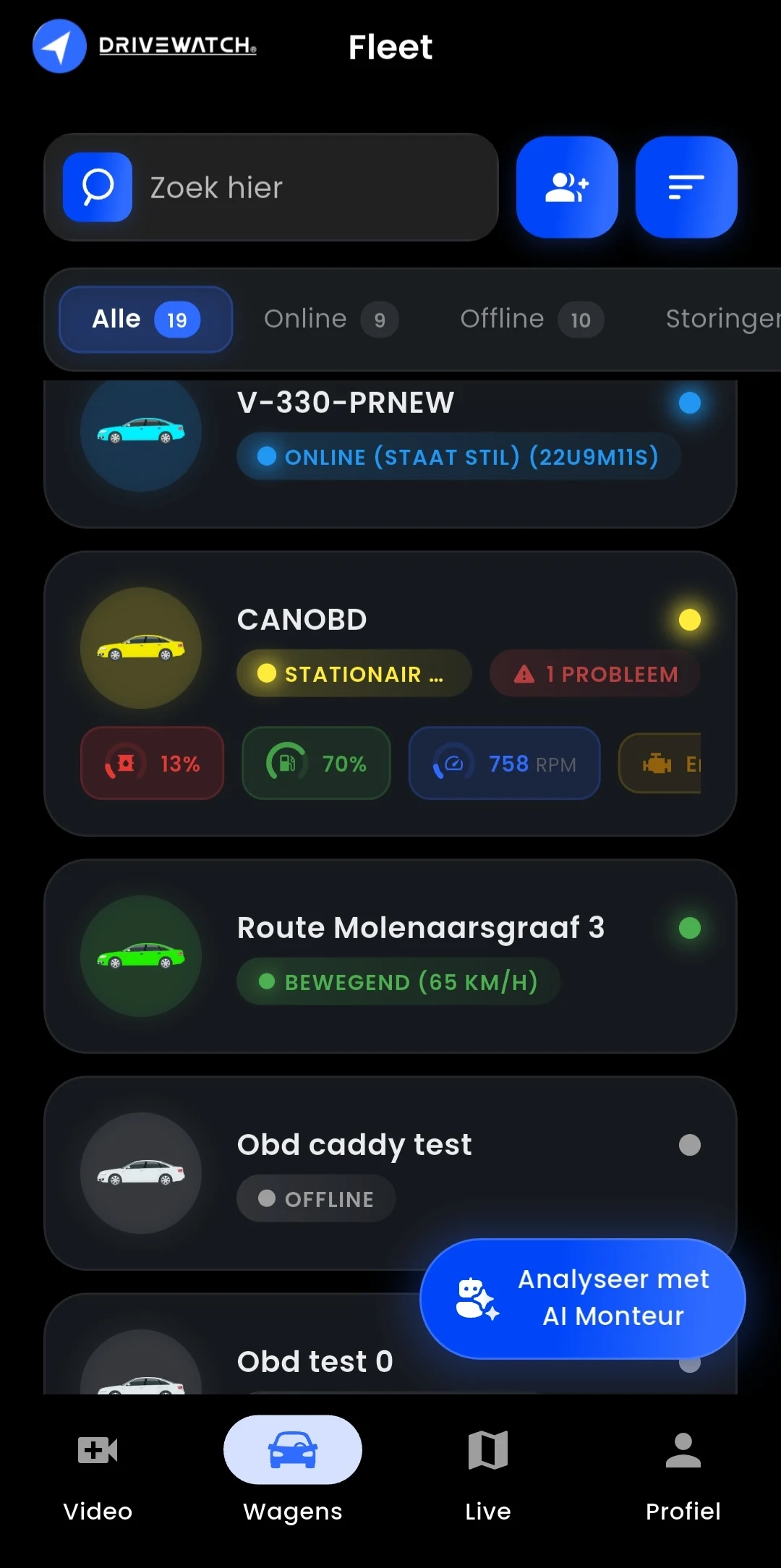 Drivewatch app — wagenpark